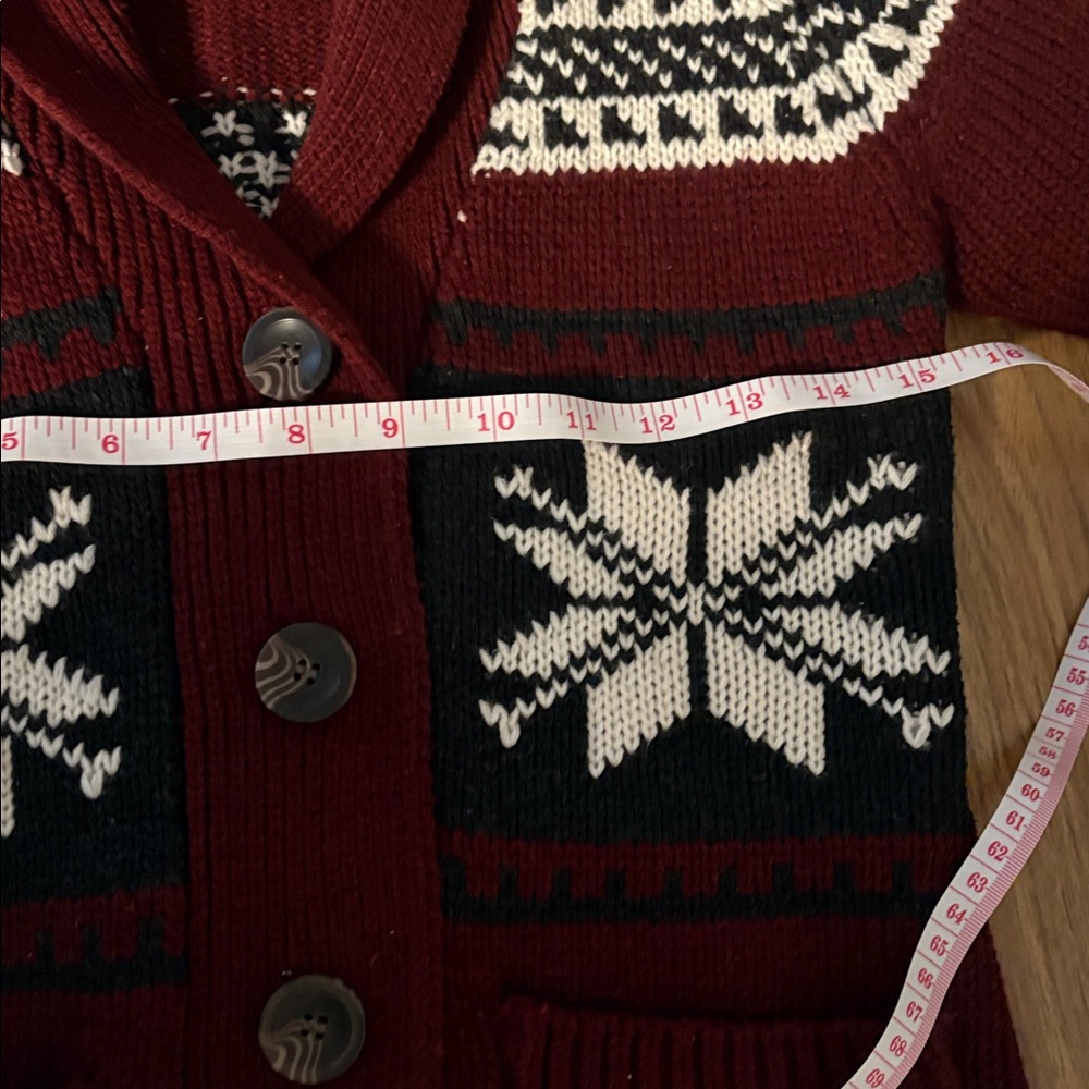 Bluenotes Maroon, Gray and White Patterned Cardigan - Picture 4 of 5